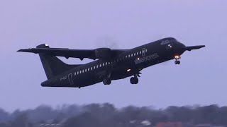 Air Alsie Express ATR 72 takeoff from Sønderborg Airport [upl. by Halivah]