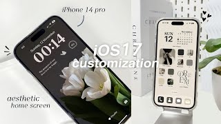 iOS 17 AESTHETIC CUSTOMIZATION 🌱☁️  custom iphone theme widgets icons tutorial [upl. by Alyda782]