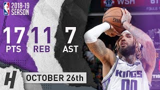 Willie CauleyStein Highlights Kings vs Wizards 20181026  17 Pts 7 Ast 11 Reb [upl. by Aggappora]