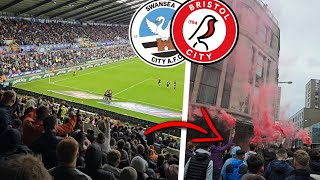 🏴󠁧󠁢󠁥󠁮󠁧󠁿 1800 BRISTOL CITY FANS GO MENTAL at SWANSEA AWAY [upl. by Gawen]