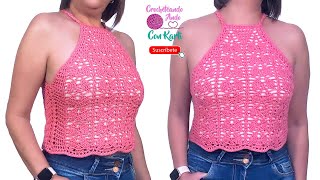 Blusa  Top tejido a crochet 🌺 Modelo “Magnoliaquot 🌺 TUTORIAL PASO A PASO [upl. by Naryt789]