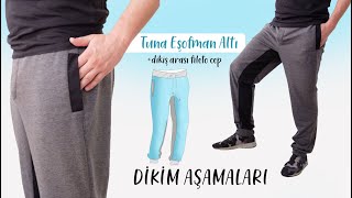 TUNA EŞOFMAN ALTI DİKİMİ  Dikiş arası fileto cep dikimi  How to sew tracksuit bottom [upl. by Sokram106]