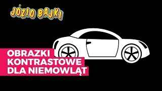 Obrazki kontrastowe dla niemowląt  Pojazdy 🚓🚔🚒🚜  Józio Bajki [upl. by Elleinad893]