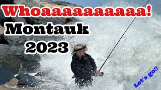 Montauk Surf Fishing  That feeling out in the Surf [upl. by Tiduj212]