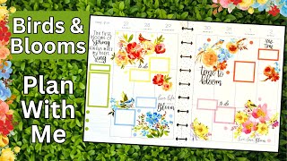 Mixing and Matching Stickers  Spring or Summer Birds amp Blooms Spread  Plan With Me  Happy Planner [upl. by Jehiah170]