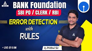 Error Detection Rules For SBI PO Clerk amp RBI  English  Bank Foundation Class 1  Adda247 Telugu [upl. by Rives]