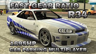 6 seconds 1695HP Nissan Skyline R34 Gear ratio v482  Car Parking Multiplayer [upl. by Warthman]