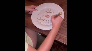 Sabrina Carpenter signing a plate for the Siena restaurant in Paris France 🇫🇷  June 10 2024 [upl. by Jenette158]