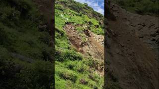 A landslide of rocks falling in a hill village dolakhashorts rock village [upl. by Enajyram850]