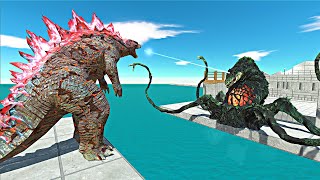 Evolved Godzilla 2014 vs Biollante Monsters  Animal Revolt Battle Simulator [upl. by Kerad258]