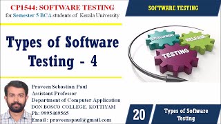 SOFTWARE TESTING – SESSION 20 – TYPE OF SOFTWARE TESTING 4  BCA SEM 5 [upl. by Esinel]