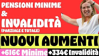 🔴PENSIONI MINIME E DI INVALIDITÀ ➡ AUMENTANO ANCORA [upl. by Domini968]