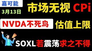 【美股嘉可能】市场无视CPI数据！NVDA短期估值上限！SOXL若震荡求之不得！TQQQ NVDA SOXL SMCI AMD SPXL PDD META PATH MARA LLY NVDA [upl. by Thanos]