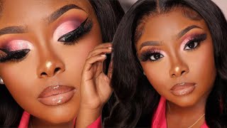 Detailed Pink Eyeshadow Tutorial 🩷  Dramatic Cut Crease  Makeup Transformation [upl. by Heyman546]