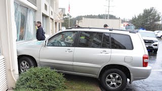 Vehicle crashes into Mass hotel being used as migrant shelter [upl. by Ritch]