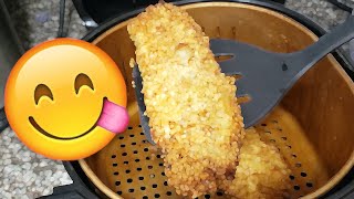 PESCADO FRITO EMPANIZADO SIN ACEITE Saludable y Facil Apanado en Air Fryer [upl. by Gisser]