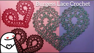 Howto Crochet Heart Burgess Burges Lace  Beautiful and Perfect Applique Motif Insert [upl. by Bala]