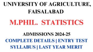 UAF MPhil Statistics Admissions 202425  Statistics  University of Agriculture Faisalabad [upl. by Anidem]