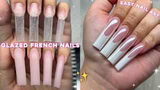 GLAZED FRENCH POLYGEL NAILS✨ BEGINNER FRIENDLY POLYGEL APPLICATION amp EASY NAIL ART  Nail Tutorial [upl. by Aicnetroh]