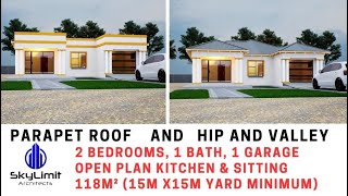 Flat Roof or Hip amp Valley  2 Bedrooms 1 Bathroom  Home with Open Plan Design  PLAN 2023 047 [upl. by Greene185]