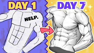 LEARN TO DRAW ANATOMY IN 7 DAYS 💪 exercises  schedule [upl. by Nived]