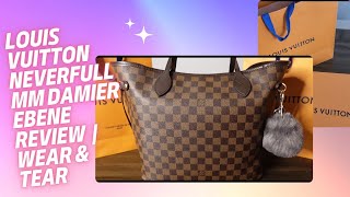 Louis Vuitton Neverfull MM Damier Ebene Review  Wear amp Tear [upl. by Aryaz]