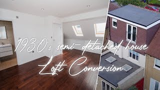 Loft Conversion UK Hip to Gable 1930s semidetached house loft conversion Loft conversion 1bedroom [upl. by Villiers]