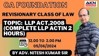 CA FOUNDATION  LLP ACT2008COMPLETE LLP ACTIN 2 HOURS  ADV NITESH KUMAR SIR [upl. by Feer]