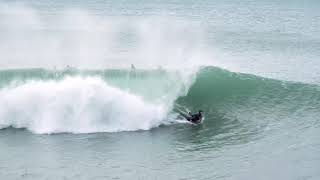 Boarding The Pier  Porthleven Cornwall  Body Boarding surfing waves [upl. by Erdnael]