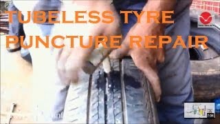 How to repair a tube less tyre puncture in 30 seconds ✔ [upl. by Fagan]