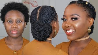 SIMPLE Protective Style  Slick Down 2 Cornrow Braids and Low Bun on Short 4C Natural Hair Tutorial [upl. by Eidoj]