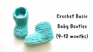 Crochet Basic Baby Booties 912 months [upl. by Burrows]