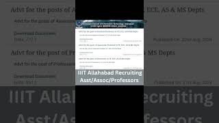 IIIT Allahabad Recruiting Faculties iiit career education [upl. by Adnohral]