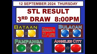 STL 3RD Draw 8PM Result STL Bataan Bulacan Pampanga Angeles 12 September 2024 THURSDAY [upl. by Pros]