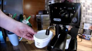 MAKING A CAPPUCCINO USING A DeLonghi EC151 ESPRESSO MACHINE AT HOME [upl. by Cal]