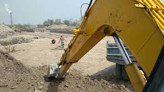 Big size excavator cutting soil in the river in Bangladesh South asian countries Bazylland [upl. by Ainnos]