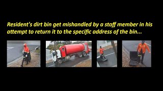 Residents dirt bin gets mishandled by a staff member while returning the bin to its address [upl. by Iveson]