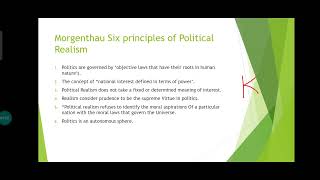 Morgenthau Six Principles of Political Realism realism state morgenthau politicalscience bhu [upl. by Euseibbob]