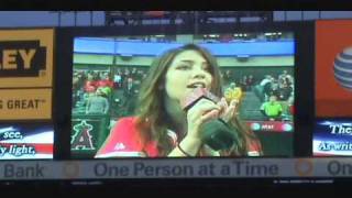 Hunter Pecunia singing the National Anthem at MLB Anaheim Angels vs Detroit Tigers [upl. by Akilam]