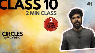 Class 10  CIRCLES  വൃത്തങ്ങൾ  2 minute class  sslc  part 1 [upl. by Erlina]