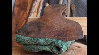 100 year old hewing axe restoration  with handle steaming FAILURE [upl. by Aihsile]