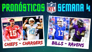 Pronósticos Semana 4  ¿Quién ganará cada partido  NFL 2024 [upl. by Nylodnewg]