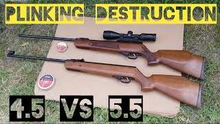 45 vs 55 20Joules Plinking multi matériaux Weihrauch HW90 [upl. by Airdnaz456]