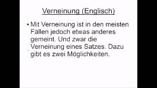 Englisch Verneinung [upl. by Monroy]