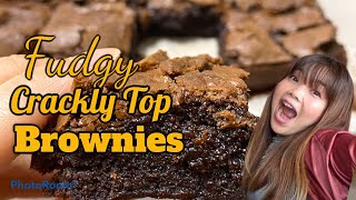 FUDGY CRACKLY TOP BROWNIES  QUICK AND EASY RECIPE [upl. by Gale216]