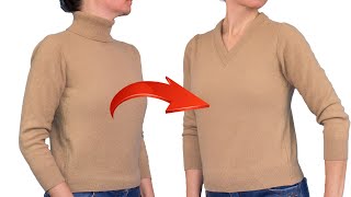 How to upsize a tight sweater neckline into a Vshape in 5 minutes [upl. by Teyut]