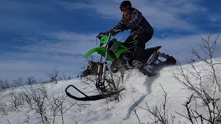 Minibike Snowbike Timbersled Ripper on a KLX110 [upl. by Areik]