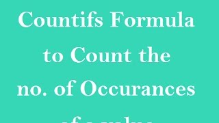 MS Excel  Countifs Formula In Excel Hindi [upl. by Eaned542]