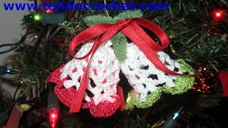 CAMPANAS de navidad en tejido crochet o ganchillo tutorial paso a paso Moda a Crochet [upl. by Aloisius]