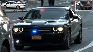 Dodge Challenger Crown Victoria interesting police cars and security in New York for UN week🚨 [upl. by Bonnell]